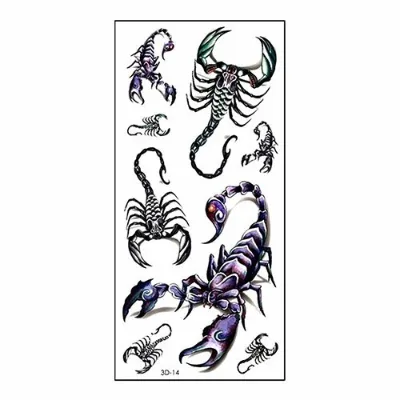 3D Scorpion Temporary Tattoos Stickers Fashionable Tattoos Removable Waterproof Body Art Tattoo Stickers