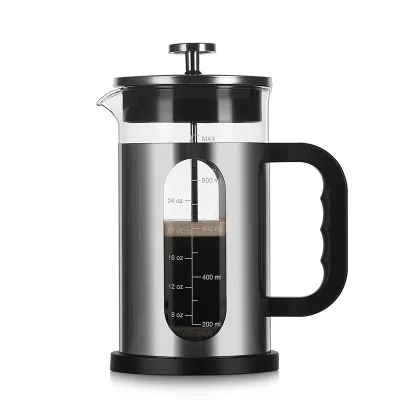 French Press Coffee Maker 1000ml 1500ml Gold Stainless Steel Frame Glass Carafe Plunger Coffee Pot for Home Office Camping