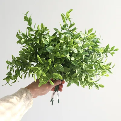Bundle Herb Leaves Home Landscaping Artificial Green Plant Hanging Ivy Greenery Ruscus Plastic Foliage