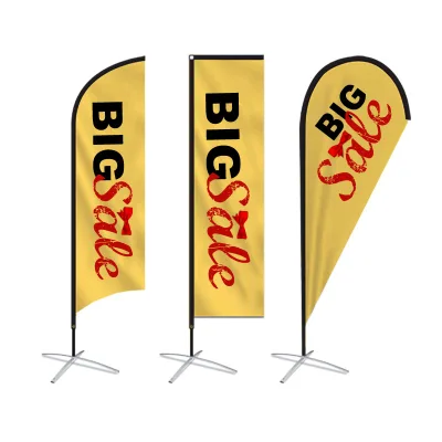 Custom Business Event Hot Sports Promotional Advertising Items Support Tear Drop Rectangular Knife Beach Feather Flag Fabric 5m