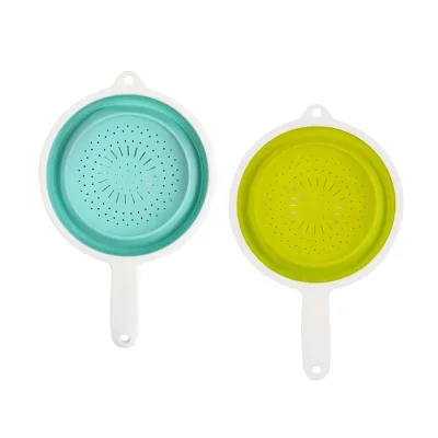 CANZO Kitchen Foldable Silicone Strainer Storage Fruit & Vegetable Basket Collapsible Colander with Handle