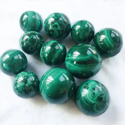 Nature Polished Quartz Crystal Small Ball Rare Green Malachite Gemstone Spheres