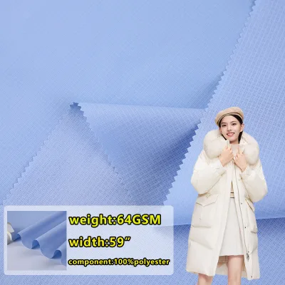 64GSM Polyester Fabric Waterproof Double Line Grid Cotton Coat Cotton Jacket Down Jacket Fabric 24-hour Shipping