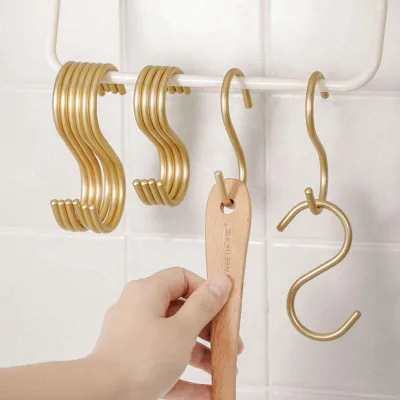 kitchen accessories Customizable unique hook aluminum alloy S-shaped hanger, elegant gold-plated spiral metal hanger