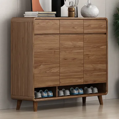 Wooden Shoe Cabinet with Drawers Space-Saving Hallway Storage Bench Durable Design for 24-35 Pairs