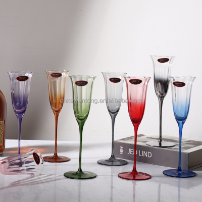 European Pink Gradient Color Flower Shape Wine Glass Champagne Flute