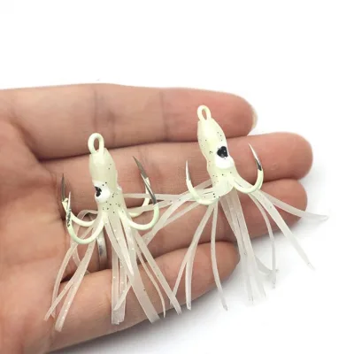 Wholesale Glow Octopus Squid Hook Luminous 4 Point Hook for Night Shore Rock Fishing Boat Bottom Saltwater Fishing