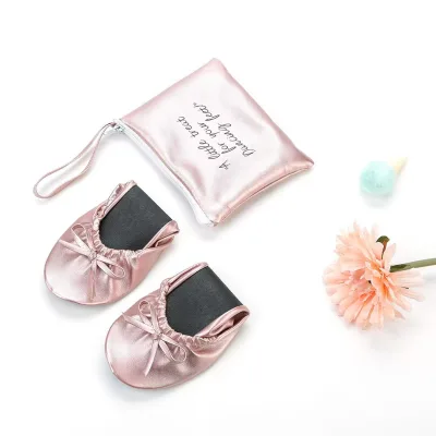 Women Roll up Foldable Flat Shoes Dance Shoes With Bag Party Shoes for Wedding