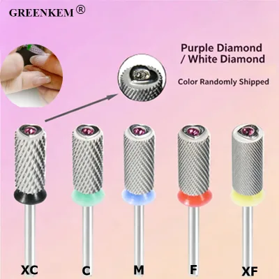 6.6mm Nail Polishing Head 5 Models Heart Rhinestones Straight Tube Tungsten Steel Safety Bit for Cuticle Polisher Nail Drill Bit