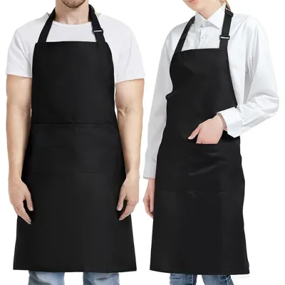 Sleeveless Lined Thickened Black White Apron