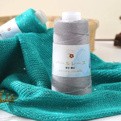 Dimuni Wholesale Fancy 100% Combed Cotton Yarn Transparent Sequins for Hand Knitting