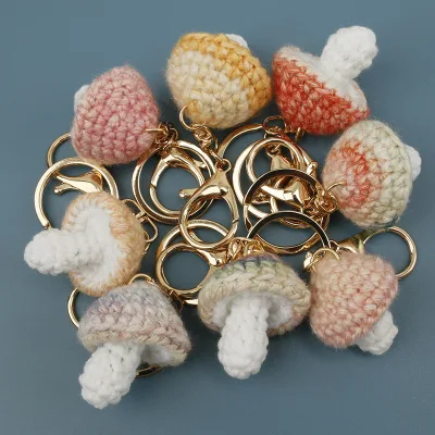 Creative Handmade Knitted Mini Mushroom Keychain-Wool Yarn Crochet Fungus Keychain