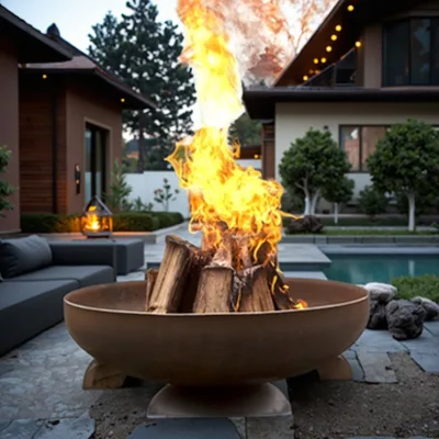 Corten Steel Outdoor Water Wood Burning BBQ Grills Fire Pit Heater Bowl for Outdoor Entertaining with Wood Bonsai Tool