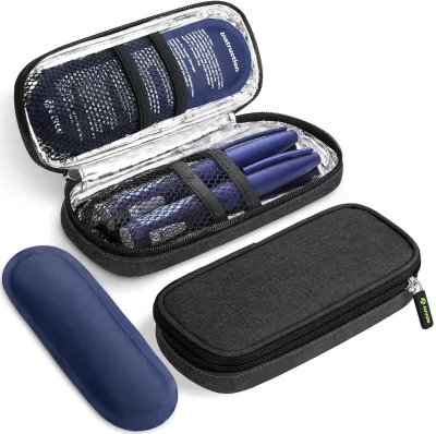 Compact 2x90g TSA Approved Insulated Daily Trips Diabetic Medication Supplies Insulin Pens Insulin Cooler Cooling Ice Packs Bag