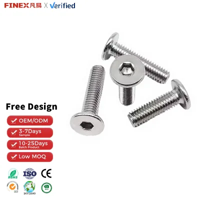 SDPSI Pan Head Zinc Coated Stainless Steel M3 A2-70 Hex Socket Furniture Screws with Standard Thread Metric