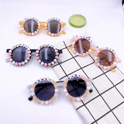 Children'S Sunglasses New Sticky Flower Letters Cute Personality Kids Sunglasses Boys Girls