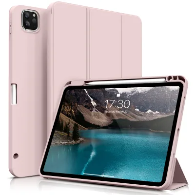 Durable PU Leather Soft TPU Cover Tri-fold Stand Cover PU Leather Honeycomb Texture Tablet Case for ipad Pro11