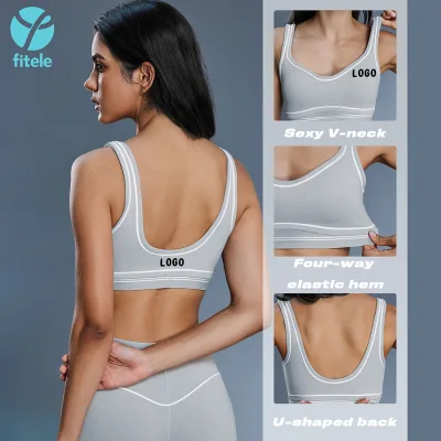 Women Color Block Sport Yoga Gym Running Workout Fitness Padded Bras High Impact Support Activewear Tank Crop Top Sports Bra