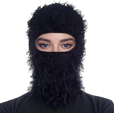 Unisex Winter Ski Balaclava with Distressed Fur 100% Polyester Common Fabric-Wind-Proof for Sports & Fishing