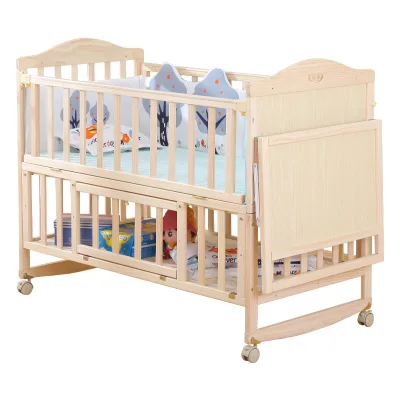 Cheap Price Modern Comfortable Solid Wood Newborn Crib Infant Bedroom Furniture Wooden Baby Bed