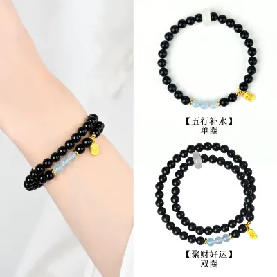 Wholesale natural crystal multi treasure obsidian bracelet single double circle Buddha bead bracelet