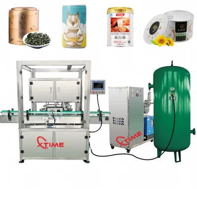 Xtime High Efficiency Automatic Coffee Tea Food Gas Filling Can Sealing Machine With Nitrogen Generation for PET Can Tin Cans