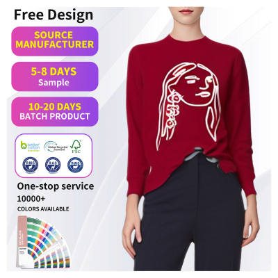 2024 Custom Outdoor Photochromic Sweater Long Sleeved Knitted Crew-neck Woman UV Discoloration Knitting Sweater