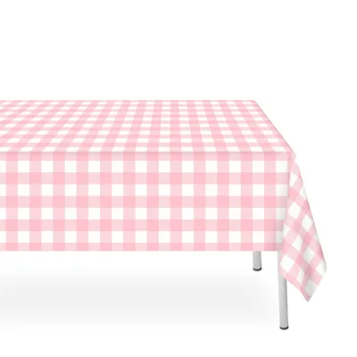 Hot Sale Pink and White Checkered Plastic Disposable Table Cloths for Birthday Party Picnic Halloween