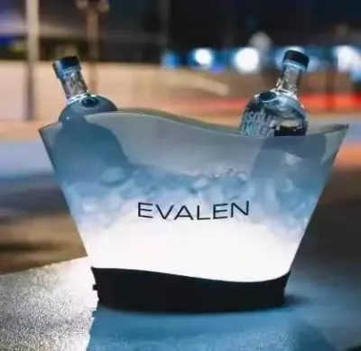 Richshining 12L Plastic Ice Bucket, Laser Engraved Logo Customizable - Party Bar KTV Commercial Beverage Cooler