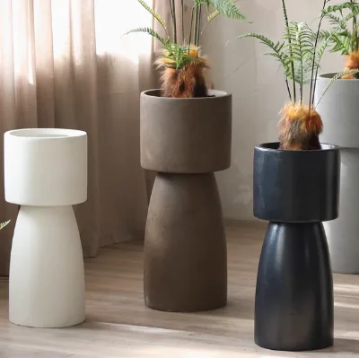 Creative High Foot Living Room Shopping Mall Clothing Store Floor Green Plant Lotus Lamp Planting Magnesia Pot