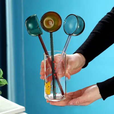 High Temperature Resistant Home Tea & Dessert Spoon Long Handle Borosilicate Glass Colorful & Transparent PC Product Line