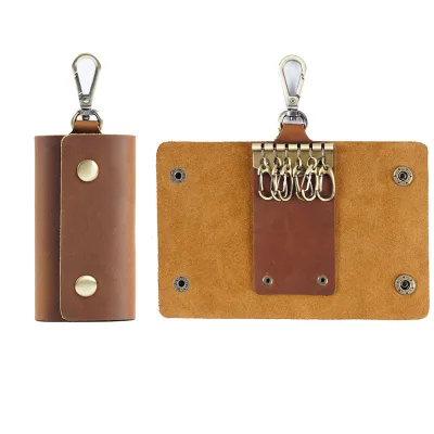 Crazy Horse Leather Men's Waist Hanging Retro Casual First-Layer Cowhide Multi-Function Car Key Chain Key Bag