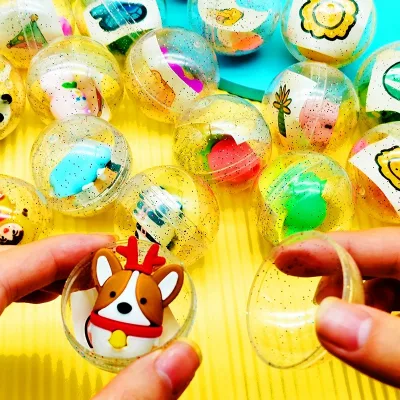 CHENXI Manufacture Glitter Capsules Plastic Capsules Toy Pencil Topper Surprised Ball Plastic Capsule Toy Gift