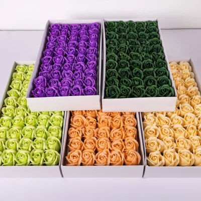Wholesale Artificial Rose Flower Soap 50pcs/box DIY 3 Layer Soap Flower With Box