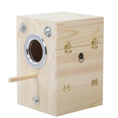 Wood Bird Nest Breeding Bird Cage Progenitive Box Wooden Bird House