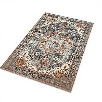 For Cross-Border Best-Selling Retro Persian-Style Crystal Velvet Floor Mat Living Room Non-Slip Wear-Resistant