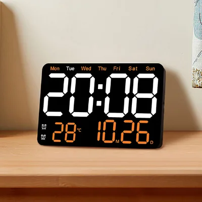 Calendar Day Time Big Smart Temperature Large Model White Led Alarm Radio Giant Digit Countdown Number Wall Clock for Home Decor