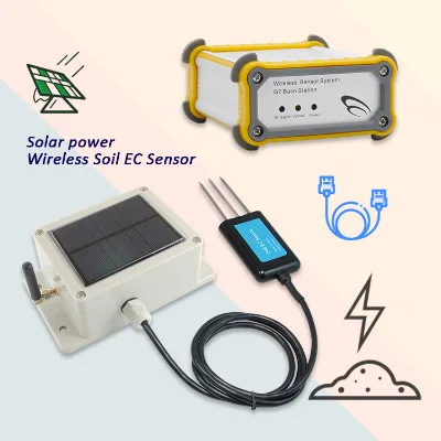 Solar powered soil EC sensor Wireless soil sensor RF Indoor outdoor soil sensor Solar sensor with base station