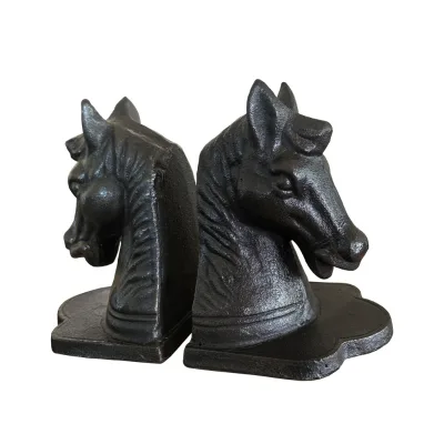 Vintage Cast Iron Unique Horse Head Decorative Bookend for Reading Room Living Room Library Office Shelf Desk Decoration