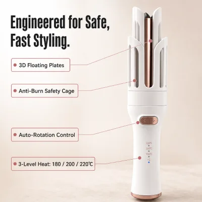 Professional Auto Curling Iron Airflow Design Temperature Adjustable Ceramic Coated Anti Scald Hair Styler for Women