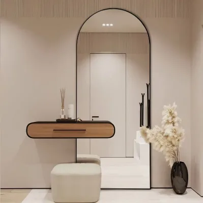 Wholesale MOQ 50pcs Gold Arch Aluminum Framed Modern Design Explosion-proof Glass Handmade Bathroom Full-Length Floor Mirror