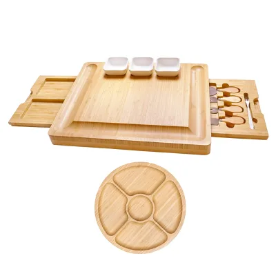 Bamboo Cheese Board and Charcuterie Board with Knife Set