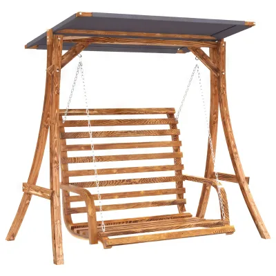 Porch Patio Swing Villa Terrace Double Wooden Stand Hanging Chair Balcony Garden Hanging Chair Outdoor Leisure Rocking Chair