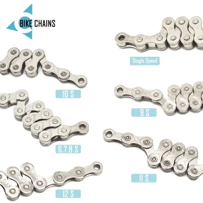 Bicycle Chain for Single/6-7-8/9/10/11/12 Speed Road Bike MTB BMX Anti-Rust Bright Silver Steel Derailleur Adjustable
