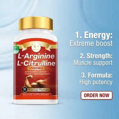 DUOZP L-Arginine L-Citrulline 1000MG Tablets 90 Count Premium Formula Sports Nutrition Supplement for Energy Strength