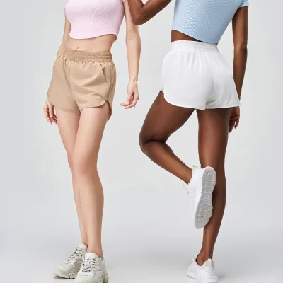 Women Training Wear Loose Casual Gym Shorts Anti-Bacterial Quick Dry 2 in 1 High Waist Breathable Outdoor Running Sports Shorts
