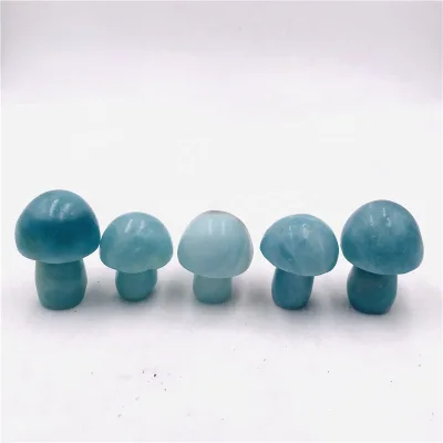 Wholesale High-quality Natural Healing Crystal Stones Blue Caribbean Calcite Sky Blue Mushroom for Decoration