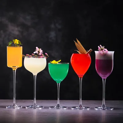 Personalized custom lead free crystal red wine glass Long-necked drinking glass cocktail glass