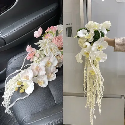 Handheld Large Artificial Soft Silk Branch for Wedding Celebration Hanging Flower Rice Lover's Tears Soft Decoration Flower