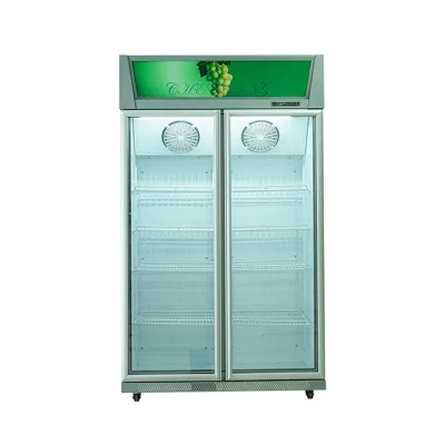 Commercial Air-Cooling 2-Door Display Cabinet Fridge Vertical Refrigerator for Supermarket Convenience Store Beverage Storage